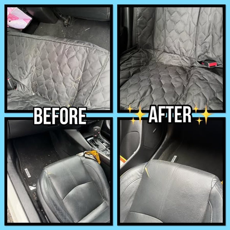Car seat before and after shampoo